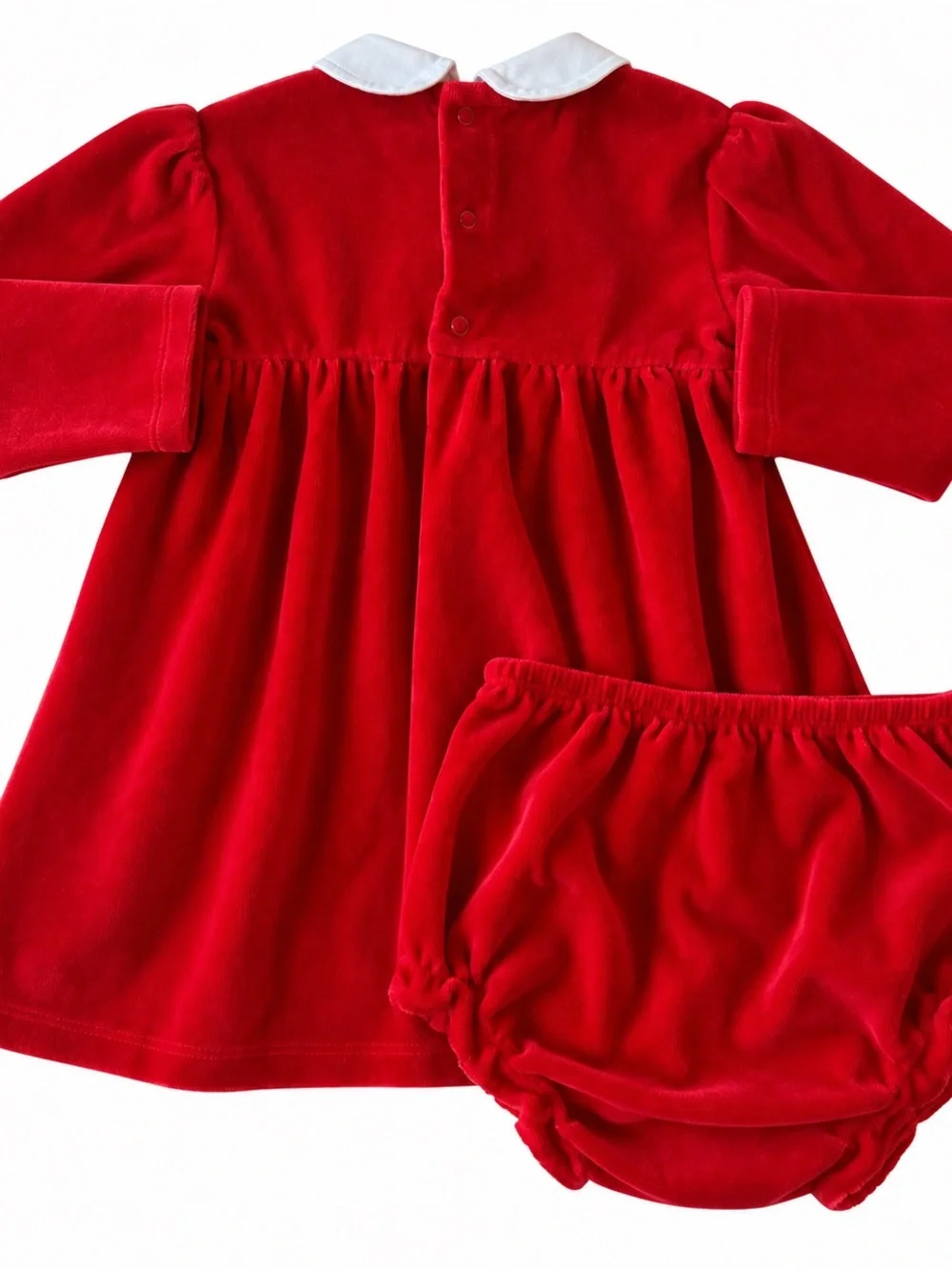 Kissy Kissy Red Velour Smocked Christmas Dress Bloomer Set 18-24M